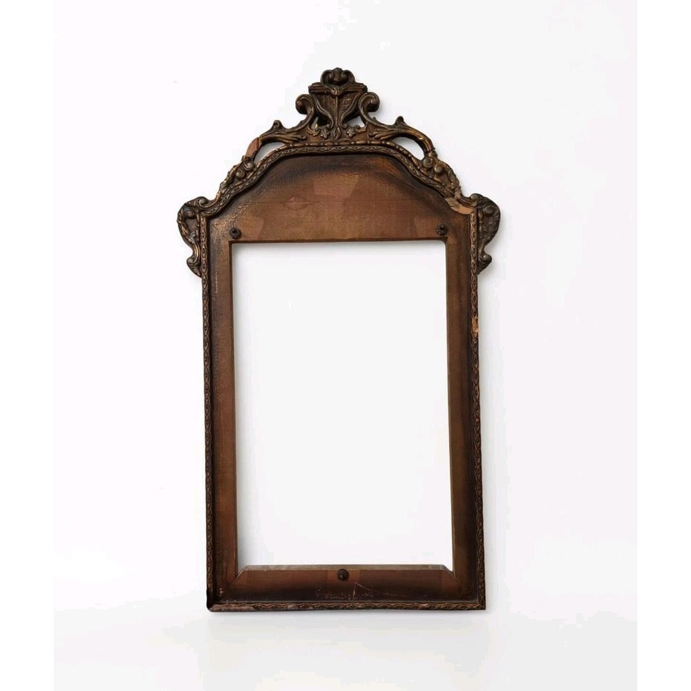 Antique Victorian Compo Wood Frame 17.5x29" Overall, 12x18" Opening Ornate Crest